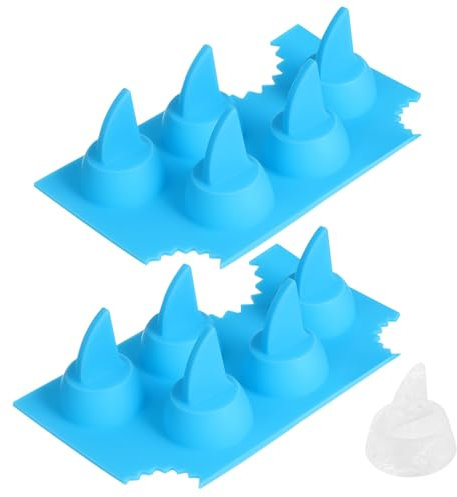 GRIRIW Shark Ice Cube Mold Silicone Ice Cube Tray Sky-Blue 2pcs Flexible Shark Fin Moulds for Cocktail Drinks and Home Bar