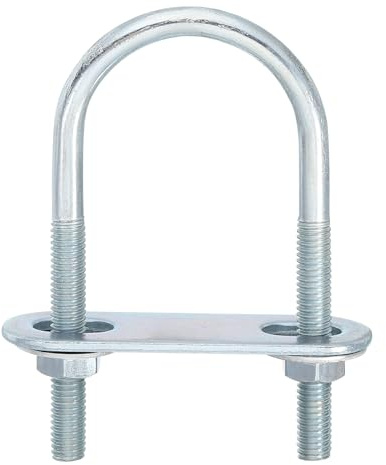 QUARKZMAN 2Pcs Pernos en U Redondos M6, Ancho Interior de 34mm, Longitud de 75mm Perno de Abrazadera en U con Tuercas y Placas, de Acero al Carbono para Reparación Tuberías y Industriale