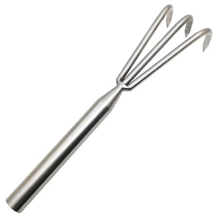 LeTkingok Râteau de Jardin en Acier Inoxydable 201, Outil de Jardinage Durable à Trois Griffes pour Ameublir Le Sol, Râteau à Trois Dents, Outil de Creusement pour Enlever Les Mauvaises Herbes