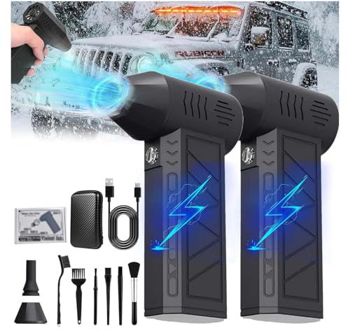 Snowver - Snowver - Soffiatore turbo a LED 2025, mini turbo, 130000 giri/min, spazzaneve elettrico con 3 marce, potente spazzaneve Snowver, soffiatore turbo a LED Snow Whiz (2 pezzi)