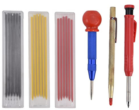 Holzbearbeitungsstift-Sets, solider Tiefloch-Holzstift, Metall-Graphit-Buntstift-Nachfüllungen, Markierungsstifte, Positionierungs-Körnerwerkzeuge