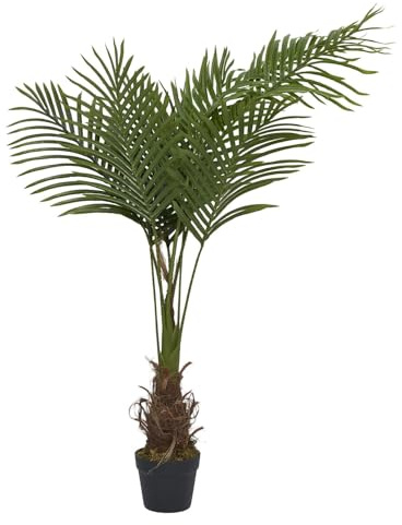 WDMT Kunst-Areca-Palme 120 cm – Realistische Tropische Kunstpflanze im Topf – Pflegeleichte dekorative Palme für drinnen und draußen – Grün