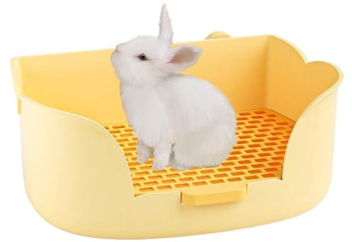 Kaninchentoilette – Hasentoilette | Kaninchentoilette | sprühsichere halbgeschlossene große Katzentoilette | Trainings-Toilettenpfanne, Kleintierbettwäsche für chinesisches Neujahr, Valentinstag