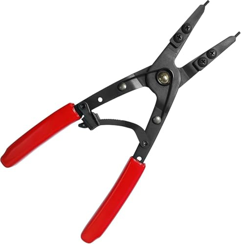 38700 Spindle Snap Ring Pliers, Internal External Heavy Duty Plier Circlip Installation Removal Red Automotive Tool Kit for Ford Pickups 2007 and Newer with Ratcheting Lock Mechanism (Red)