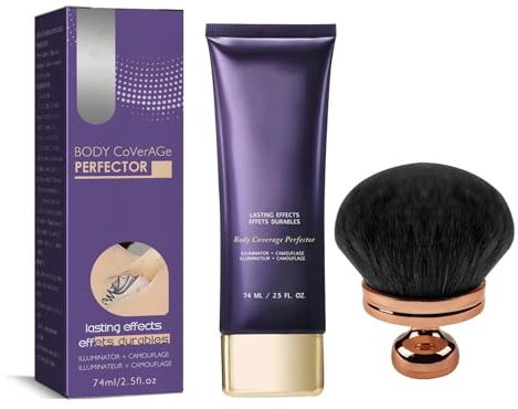 Tattoo Abdeckung Creme, All Over Complexion Perfector, Abdeckcreme für Besenreiser, Narben Concealer Wasserfest, Langanhaltend Körper Make Up (1PC (mit Bürste), 74ml)