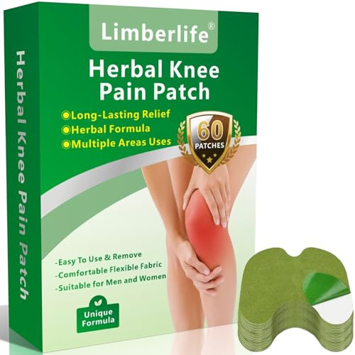 Limberlife Cerotti Antidolorifici per il Ginocchio, 60 Pezzi di Cerotti Antidolorifici all'assenzio, Fasce riscaldanti a Calore Terapeutico per Dolori di Collo, Spalla, Polso