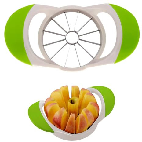 Cortador y descorazonador de manzanas, cortador de manzana de acero inoxidable, 8 rebanadas y cortador de manzanas 12 rebanadas (verde-12 rebanadoras)