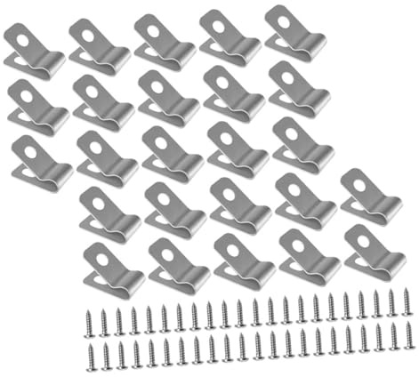 BESTonZON 100 Ensembles Lot de Clips de Fixation pour Clôture Aluminium Résistant Pinces pour Fil Rigide Utilisation Extérieure avec Vis pour Installation Grillage Jardin et Clôture
