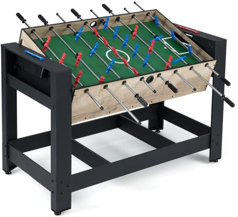 Maxmass 2 in 1 Multi Game Table, 4ft Football & Billiards Play Tables with 2 Soccer Balls, Cue Sticks, Triangle, Wooden Combo Sports Tables Arcade Game for Gathering Party Bar