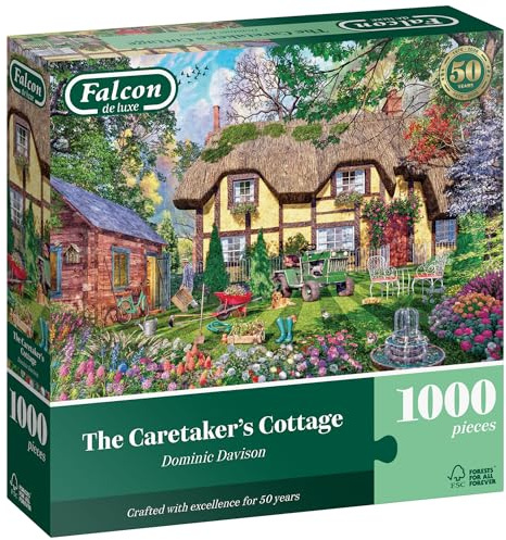 Falcon The Caretaker's Cottage - 1000 Piece Jigsaw Puzzle for Adults | 1000 Pc Adult Jigsaws - Nostalgic, Charming Large Puzzles - Cosy Rainy Day Activity, Christmas & Birthday Gift - 68 x 49 cm