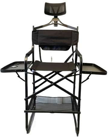 OPIGJUFD Klappbarer Regiestuhl Tragbarer Make-up-Artist-Regisseurstuhl mit Beistelltisch, Getränkehalter, faltbar, leicht, Friseurstuhl for Make-up-Salons, Filme(with Headrest)