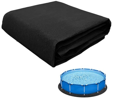 Chingcoo Tapis de piscine rond de 370 cm de diamètre pour piscine hors-sol et jacuzzi, tapis de sol antidérapant pour extérieur, robuste et sans couture, film de protection de sol pour piscine, facile