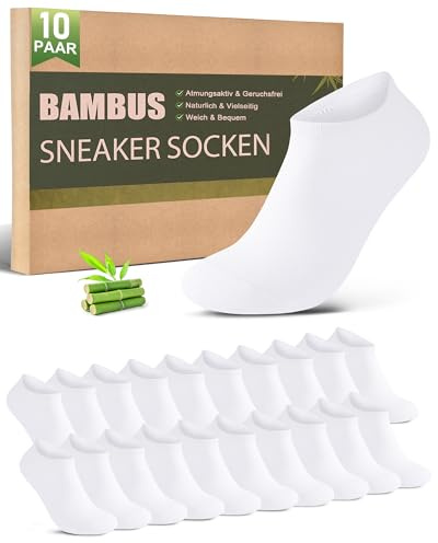 Effeet 10 Paires Chaussettes Basses Homme Femme Bambou – Socquettes Homme Unisexe, Séchage Rapide, Ultra-Doux, Respirantes, Anti-Transpiration, Douces pour la Peau, Blanc 43-46