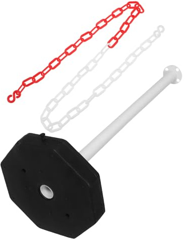 BUGUUYO Water Fillable Plastic Safety Bollard Post with 1.0m Red and White Chain Link Barrier, Traffic Road Bollard for Parking Lot and Construction Site Safety Control in Driveways