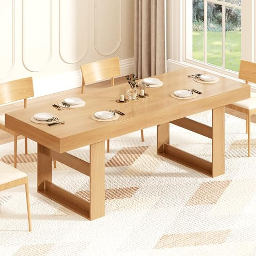 EazeHome 70.9 - 86.6 Extendable Dining Table for 8-10 Person, Oak