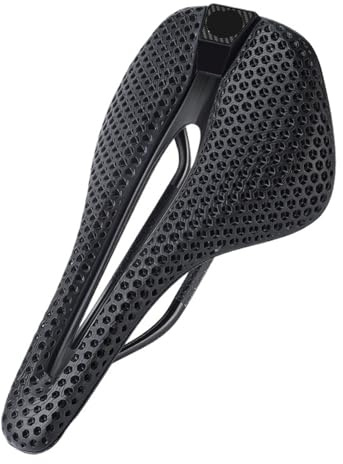 Compatible con sillín de Bicicleta Blanco de Fibra de Carbono T700, sillín de Bicicleta de Carreras con absorción de Impacto en Zonas de Resina de Panal Impreso en 3D(Black Saddke)