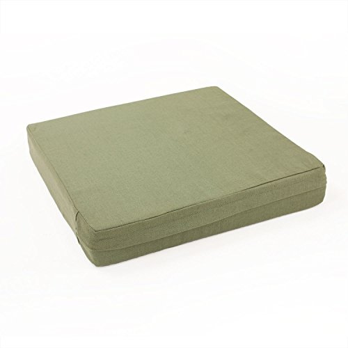 Bodhi MANDIR Kissen Quadratisch | Schaumstoff-Füllung | Abnehmbarer Baumwollbezug | 46 x 46 x 7,5 cm | Olive