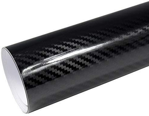 Rapid Teck® 6,53€/m² AutoFolie Serie z560 5D Hochglanz Carbon Schwarz 1m x 1,52m selbstklebende Premium Car Wrapping Folie mit Luftkanal