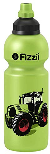 Fizzii Kinder- und Freizeittrinkflasche 600 ml (auslaufsicher bei Kohlensäure, schadstofffrei, spülmaschinenfest, Motiv: Trecker)