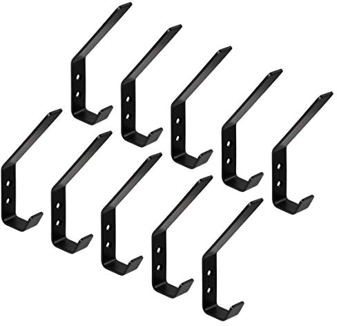 Gedotec Moderner Garderobenhaken Edelstahl Kleiderhaken schwarz matt - SANDRA groß | Mantelhaken für Wand-Montage | Haken 142 x 20 mm | 10 Stück - Design Wandhaken Aufhänger inkl. Befestigungsmaterial