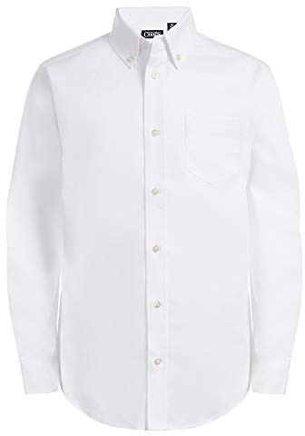 Chaps Big Boys' Long Sleeve Oxford Button-Down Dress Shirt, White, XX-Small (4/5)