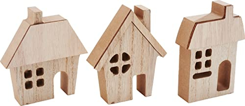 VBS Häuser-Silhouetten Mini 3 STK Holz-Dekoration unbehandelt MDF-Holz