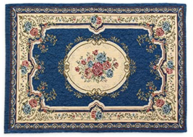 HomeLife - Tapis descente de lit en chenille (65 x 45 cm), fabriqué en Italie, finition jacquard, pour chambre à coucher, motif fantaisie coloré bleu
