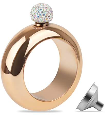 TOPTIE Flacon de poignet de 3,5 oz, flacon de bracelet en acier inoxydable avec couvercle en cristal avec entonnoir pour cadeau