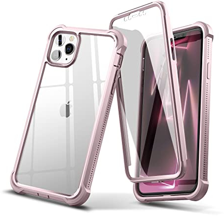 Dexnor Compatible with Iphone 11 Pro Case 5.8 Inch, 360 Degree Full Body Shockproof Protective Cover (2020 Release) with Built-in Screen Protector - Peony Pink