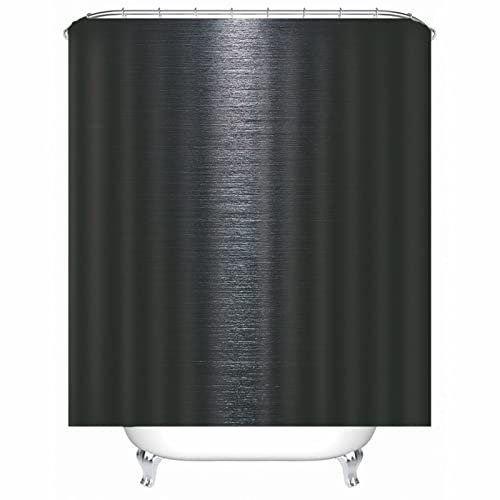Duschvorhang 120X180 Stoff, Duschrollo für Dusche Polyester Shower Curtains Einfaches Design Schwarz für Outdoor Hotel