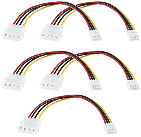 eMagTech 5 Stück Molex 4-Pin auf Floppy 4-Pin Stromkabel PC-Computer-Anschluss Stromverlängerungskabel Blei-Adapter Joiner-Koppler 20 cm