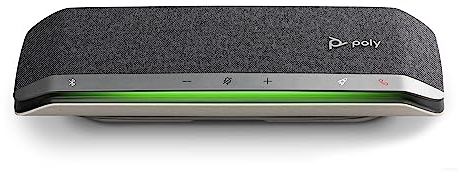 Poly Sync 40 Intelligenter Konferenzlautsprecher – Flexible Arbeitsbereiche – Verbindung mit PC/Mac über USB-A oder USB-C oder mit Smartphone über Bluetooth – Kompatibel mit Teams, Zoom