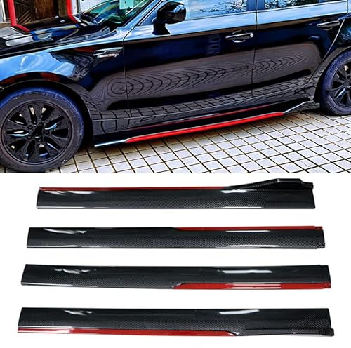 Zyph Auto Seitenschweller für BMW 4 Series 5 Series F32 G22 F36 F33 G23 G26 E60 F10 G30 F07 F11,2 Segmente Seitenfender Universal Rocker Seitenrock Flügel Diffusor,A/Carbonfiberred