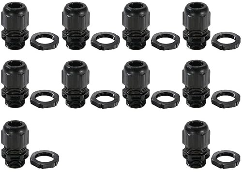 Wiska Sprint® GLP20 20MM Cable Gland with locknut IP68 Black 6.2MM-14MM (10 Pack) – 10100612