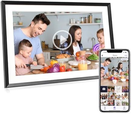 Moman Cornice Digitale WF102U, 10,1 Pollici Wifi IPS Touch Screen con Memoria da 16GB Condivisione Istantanea Montabile a Parete per Famiglia Amici Anniversario, Cornice-Digitale-Foto (16GB)