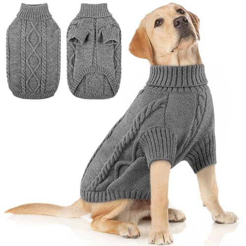 Queenmore Hundepullover Grosse Hunde Wärme dehnbar Pullover Hund groß, XXL | Dackel Pullover Hundepulli Hund Strickmantel Windhund Pullover, Stehkragen Hundepullover für Große Hunde, Maschinenwaschbar
