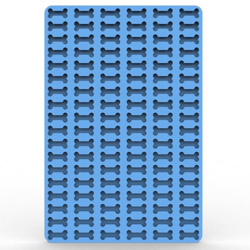 NALora Backmatte Hundekekse Mini Knochen Silikon Backmatte Backform Herzenbackform Leckerlis, Knochenbackform, Pralinenform, Antihaftend und Lebensmittelecht (BPA-Frei) (Blau)