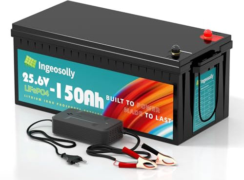 Bateria Litio 24V 150Ah Bateria LiFePO4,Litio de 8000+ Ciclo Profundo, Integrado 100A BMS, 10 años de Vida, Baterias Litio para Fuera de la Red Caravana Sistemas de Respaldo