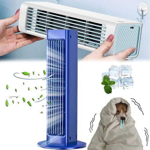 Coldeez Refrigerante Ace 4.0 Aire Acondicionado Coldeez Aire Acondicionado Portátil de 3 Velocidades Enfriador de Aire para Dormitorio Patio (Azul, Recargable)