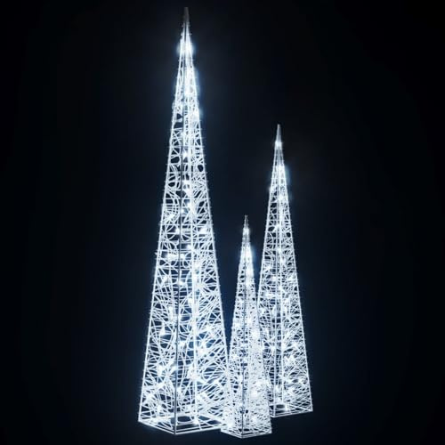 Tidyard LED Pyramide Lichterkegel, Weihnachten Dekoration, Beleuchtung für Weihnachten Innen Außen, Kaltweiß 60/90/120 cm
