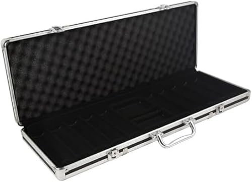 Koffer aus schwarzem Aluminium, 500 Chips, 5 Punktwürfel, 2 Kartendecks aus einlagigem Karton
