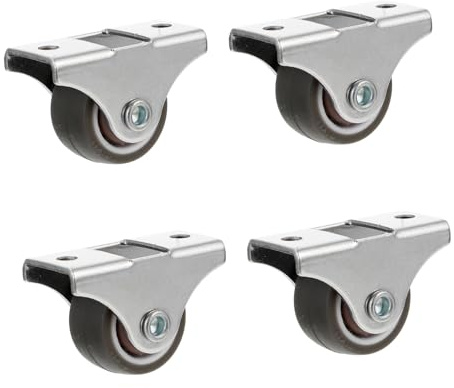 JECOMPRIS Ruote per Mobili Direzionali Silenziose 1 Pollice Set da 4 Pezzi, Ruote Fisse in Gomma Resistenti per Mobili, Scrivanie e Contenitori, Installazione Rapida per Uso Domestico