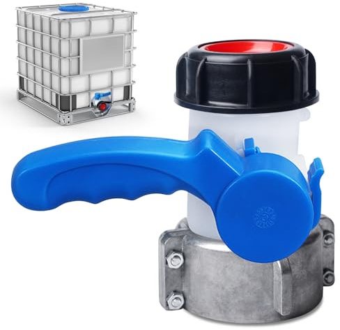 IBC-Wassertank Universal Adapter DN40 62mm, IBC Auslaufhahn Tank Zubehör, IBC Container Absperrhahn Adapter, IBC Container Auslass regelventil, für IBC Tank, Klappenhahn