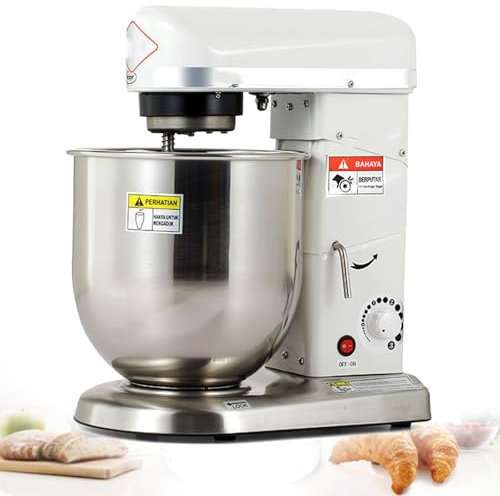 Batteur sur socle de cuisson 500 W avec grand bol en acier inoxydable de 10 L et 3 accessoires - Fouet, batteur et crochet pétrisseur, 3 vitesses, mixeur alimentaire robuste multifonction pour boula