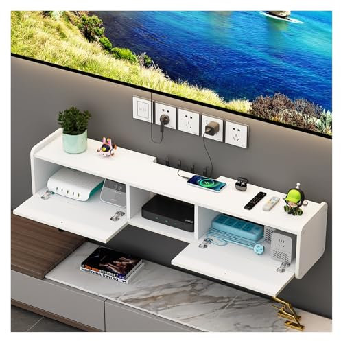 Mobile TV Sospeso Bianco 80-140cm - Scaffale a Parete Modulare con Montaggio Facile, Design Minimalista per Soggiorno (Consolle TV Galleggiante, Libreria Moderna)(80CM)