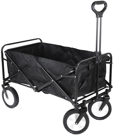Amig - Chariot de Jardin Pliable Chariot de Plage avec Toile Oxford Imperméable Couleur Noire Roues de 20 cm de diamètre 360º Charge Max. 100 kg
