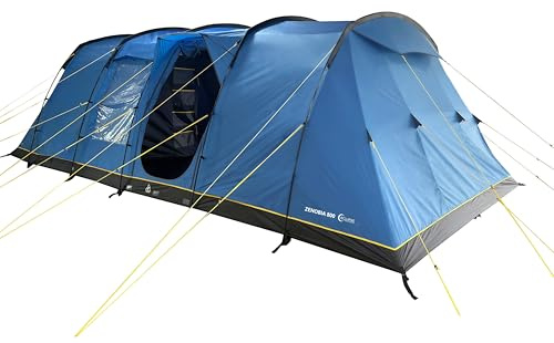 Hi-Gear Zenobia 8 Eclipse Tent for 8 People with Darkened Bedrooms, Large and Spacious Living Area, 8 Man, Easy to Pitch, Tunnel, Sewn In Groundsheet, Family Camping, Festivals, 4000mm HH, Blue (2025)