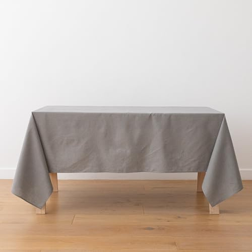 LinenMe Tischdecke 53% Leinen 47% Baumwolle – Rechteckige Stofftischdecke 156 x 305 cm – Waschbar & Bügelfrei – Ideal für Esstisch, Küche, Wohnzimmer – Hochwertige Tischwäsche – Stahl