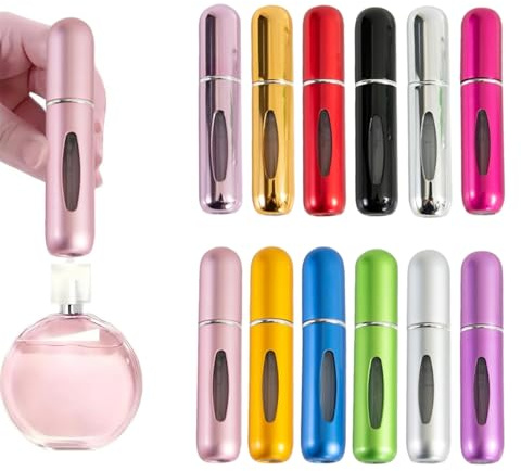 pclapora 12 Pezzi 5ml Atomizzatore di Profumo, Mini Bottiglia Spray Portatile, Ricaricabile Spruzzino Profumo, Spruzzatore per Bottiglie con Finestra Portatile, per Passeggiate, Viaggi e Feste