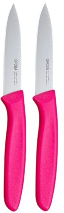 OPOLIA Paring Knife Fruit Knife Set (Pack of 2), Stainless Steel, Extra Sharp Blades, Sturdy Plastic Handle, Knife for Cutting Fruit and Vegetables.